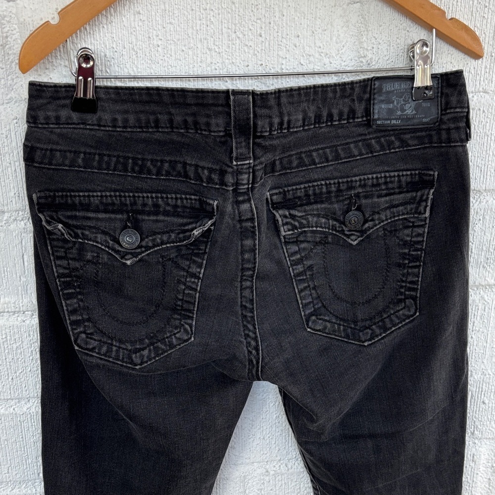 True Religion Billy Black Mid Rise Y2K 90s Horseshoe Denim Jeans sz 32 - Picture 5 of 11